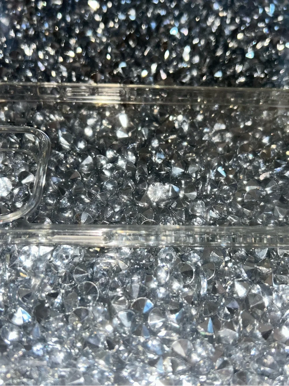 iPhone 15 plus Clear Transparent Crystal-Effect Phone Case - Black/Silver